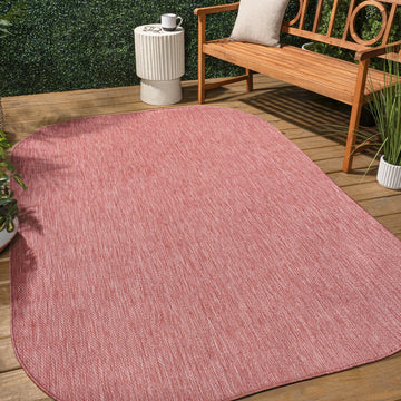 Miles Modern Minimalist Radius Corner Solid Indoor/Outdoor Area Rug